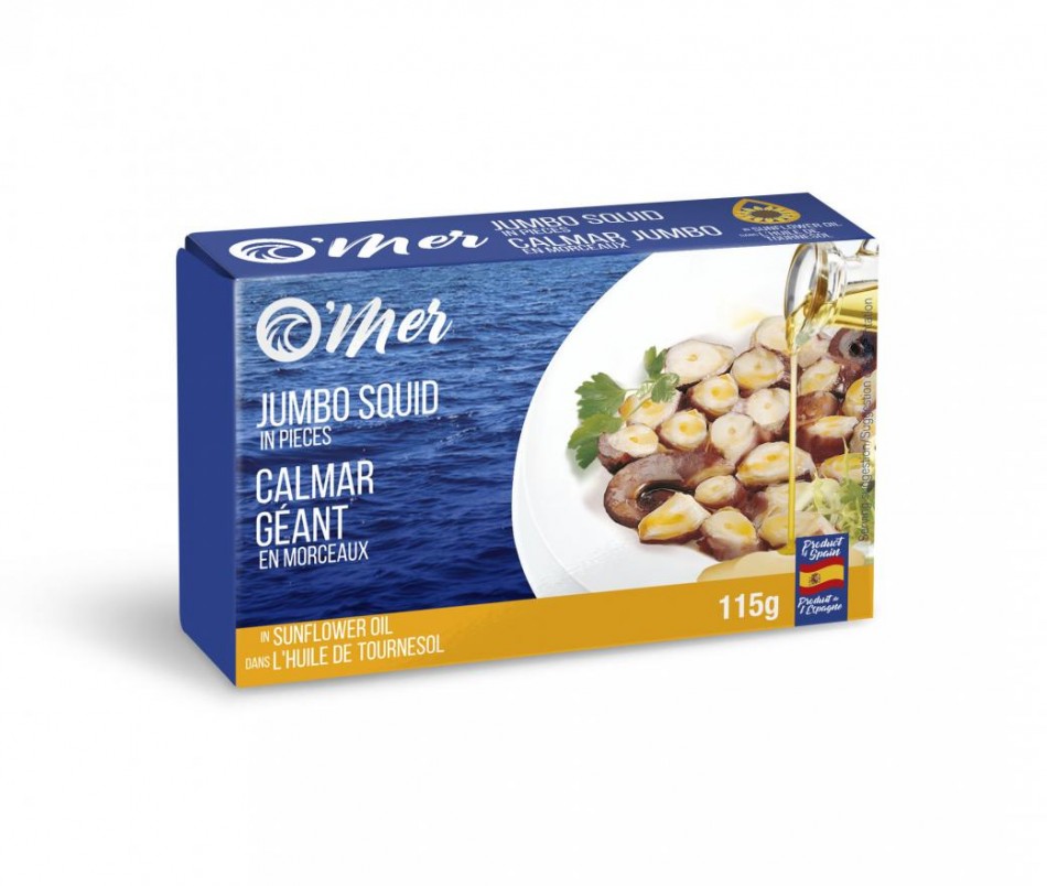 O'MER JUMBO SQUID IN SUNFLOWER OIL 